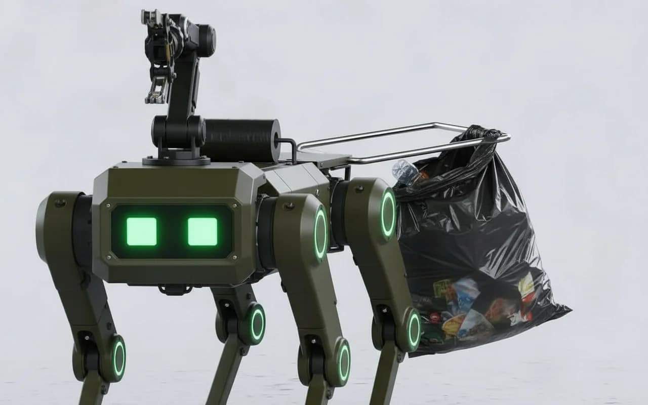 Close-up of CleanWalker sensor array showing stereo camera lenses, IR projector, and LiDAR puck